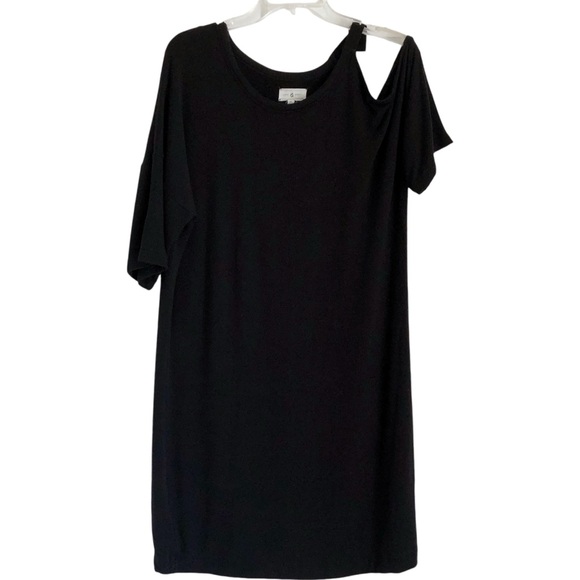Lou & Grey Signature Soft Tie Shoulder Dress Black medium short sleeve casual - Picture 2 of 7